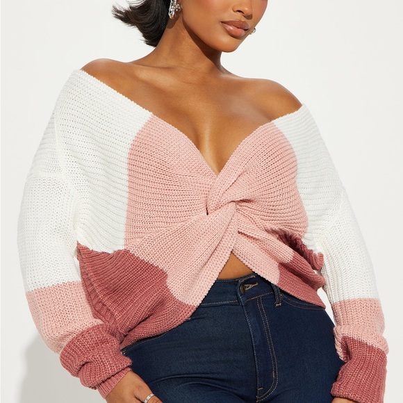 Fashion Nova Sweaters - Fashion Nova Twist Front Color Block Sweater 1XL